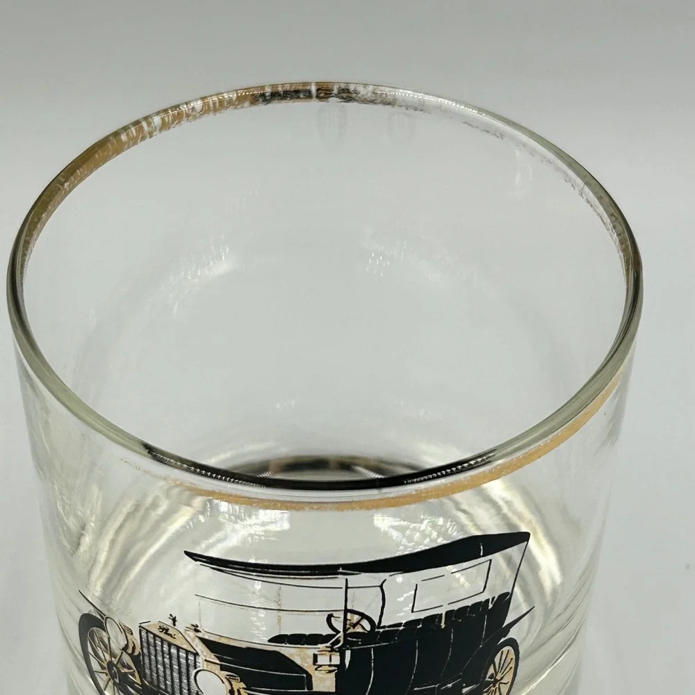 Rocks Vintage Glasses Clear Antique Car Gold Rim